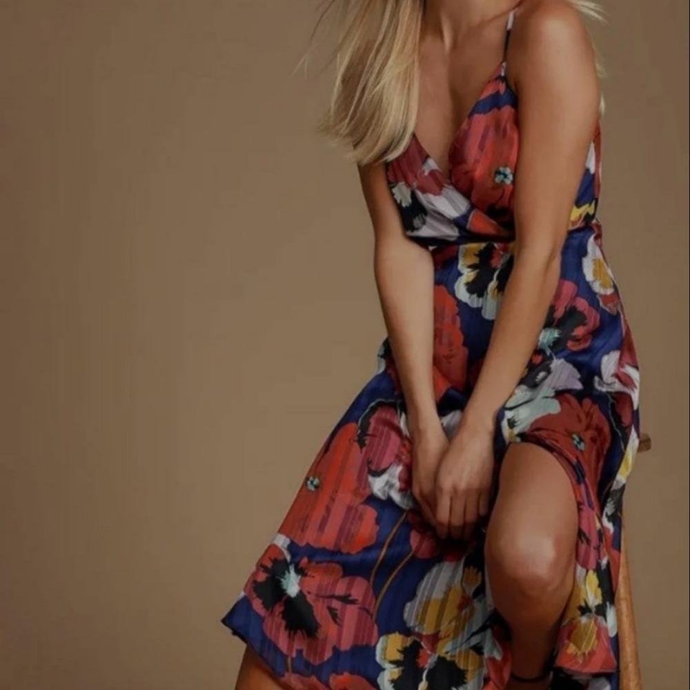 Lulus: All About Love Royal Blue Floral Print Midi